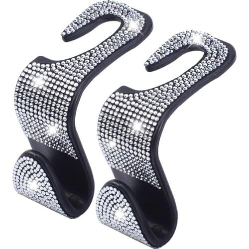 Car Headrest Hook Holders Shiny Back Seat Organizer Bag Hanger Automobile Seat Hanger 1 Pair