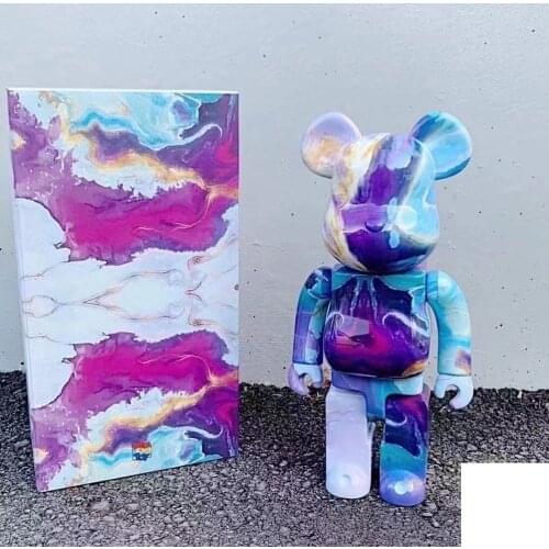 Bear@bricklys 28cm 400% Nebula Marble Bearbricklys Pvc Action Figures Blocks Bear Dolls Decoration Toys Christmas Gifts