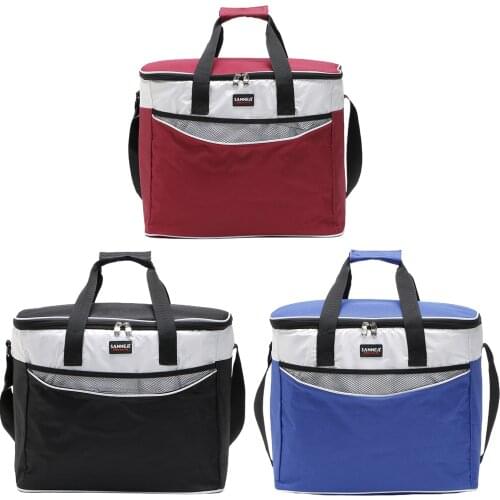 Oxford Cloth Large Insulation Bag Outdoor Picnic Portable Collapsible Refrigerated Fresh-keeping Zippered Lunch Box Bag