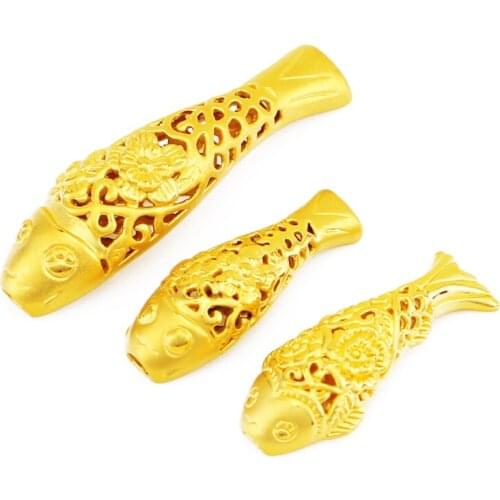 Pure 24K Yellow Gold Bracelet 3D 999 Gold Hollow Fish Bracelet