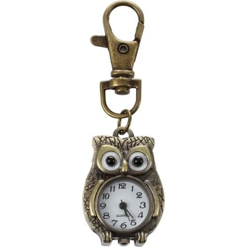Keychain Clock Keyring Owl Shape pocket watch, 37x24mm