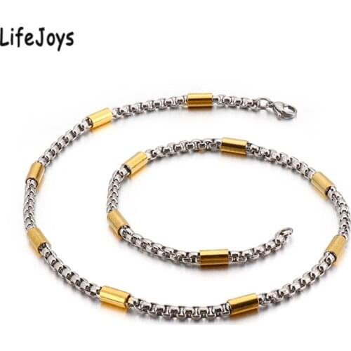New 50cm Stainless Steel Box Chain Necklace Choker Women Men Gold And Silver Color Jewelry 2.5mm 5mm Link Chain High Quality
