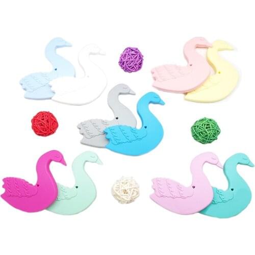 Chenkai 10PCS Silicone Goose Animal Teether Baby Swan Pacifier Dummy Sensory Pendant Food Grade For DIY Infant Toy Accessories