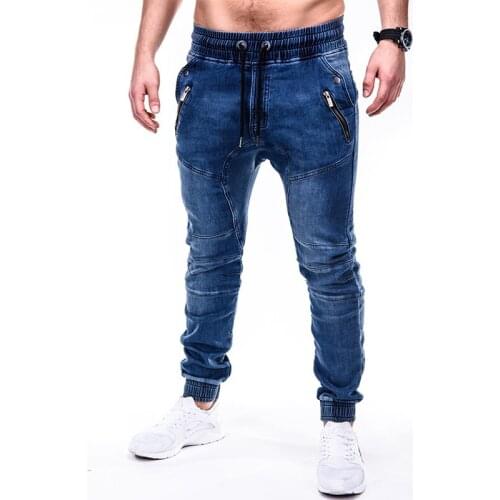 New Autumn Mens Jeans Cotton Denim Hip Hop Slack Bottom Joggers Streetwear Skinny Blue Pants Jean Homme Harem Trousers Men