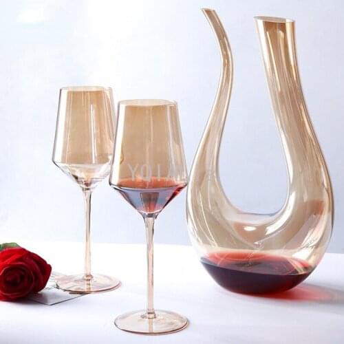 Art Decanter 1000-1500ml Abstract Swan Electroplated Liquor Divider Big Belly Shape Wine Container Bar Home Gift Wine Set