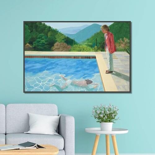Surrealism funny people Swimming in the pool Canvas Painting Posters and Prints Pictures Wall Art Decorative Home Decor Cuadros