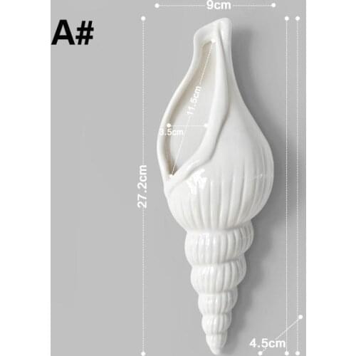 Creative Ceramic Sea Shell Conch Flower Vase Wall Hanging Home Decor Living Room Background Wall Decorated Flower Vase