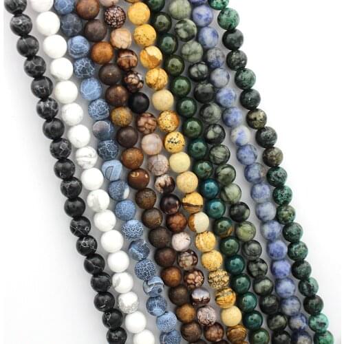 Polish Matte Frosted Tiger Eye Mape Round Natural Stone Beads Amazonite Watermelon Small Beads for Bracelet Jewelry Making