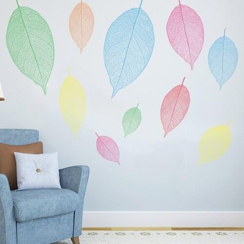 Small Fresh Wall Stickers Colorful Leaves Home Decor Window Decal Living Room Bedroom Wallpaper Murals