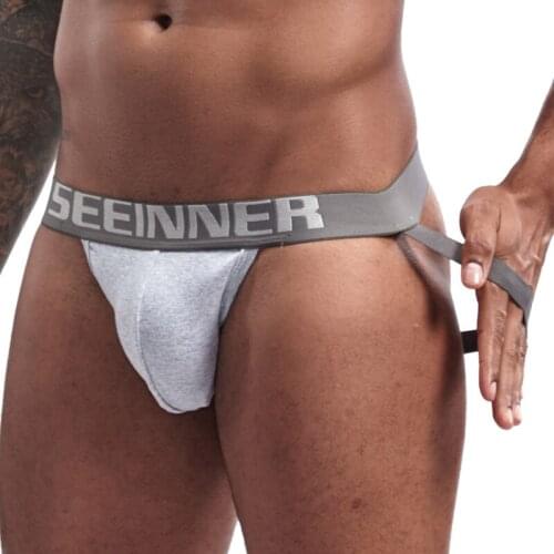 Sexy Gay Men Underwear Male Lingerie Jockstrap G String Thongs Mens Underpants Pure Cotton Solid Briefs Panties Jock Strap