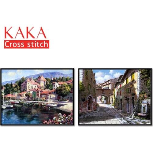 Cross stitch kits,Embroidery needlework sets with printed pattern,11CT-canvas for Home Decor Painting,Landscape Full NCKS025