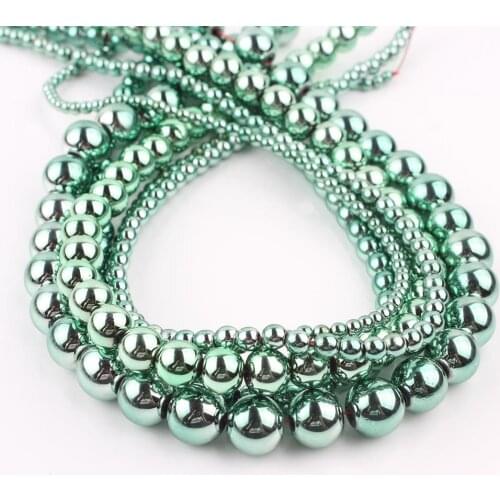 Natural Stone Green Hematite Bead Loose Spacer Accessories Beads For Jewelry Making DIY Energy Bracelets 15"Inches 3 4 6 8 10mm