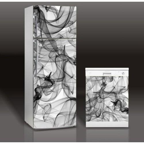 Wholesale 3D Abstract Black Pattern SelfAdhesive Dishwasher Refrigerator Freeze Sticker Creative Fridge Door Cover Wallpaper