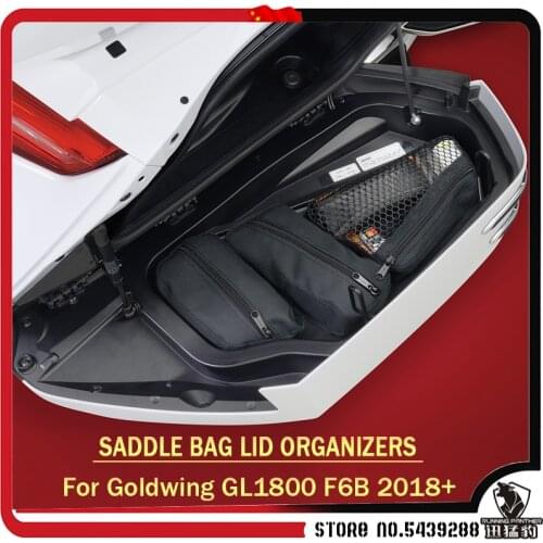 A pair black FOR HONDA GOLD WING GL 1800 GL1800 F6B 2018 2019 2020 2021 NEWER SADDLE BAG LID ORGANIZERS Goldwing F 6 B