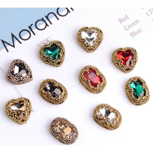 5 Pcs/Lot Retro Lace Crystal Diamond Plate Flower Rhinestone Button Jewelry Scarf For Hair Accessories Sewing Decorative Coat