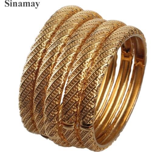 Gold-Plated Cuff Bracelets Bangles Female Fashion Wedding Round Charm Bracelet for Women Famous Jewelry Bangles Accessories