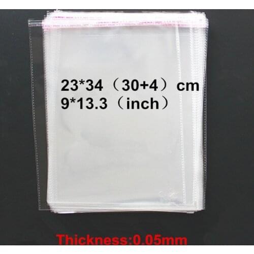 200pcs 23x30+4cm OPP books, jewelry bags, clothing bags, transparent self-adhesive A4 size sealed bag, transparent plastic bag