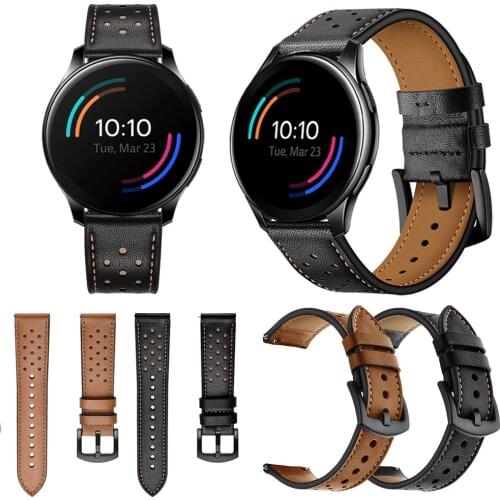 For OnePlus Watch Band Brown / Black Genuine Leather Strap Belt Bracelet Watchband Replaceable Accessories Wriststrap
