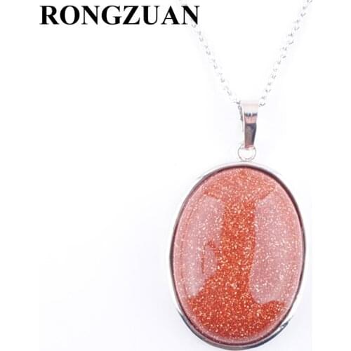 RONGZUAN Natural Golden Sand Stone Oval Reiki Chakra Bead Chain Necklaces & Pendants Jewelry Women Fashion Jewellery TN3214