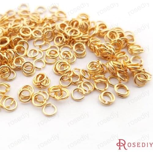 T12959)Wholesale 10 gram 24K Gold Plated 3x0.5mm 4x0.7mm 5x0.8mm 6x0.9mm 8x1.2mm Round Brass Jump Ring Single loop High Quality