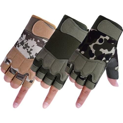 Camouflage Fingerless Tactical Gloves Men Women Motorcycle Riding Sports Protection Special Forces Combat Mens Tactical Gloves