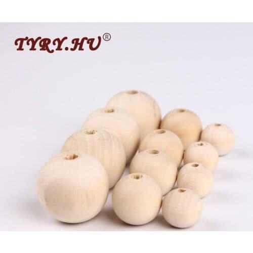 TYRY.HU 10pcs/Lot Natural Wooden Round Beads 14/18/25mm DIY For Kids Necklace or Bracelet Making Wooden Teethers Baby Toys