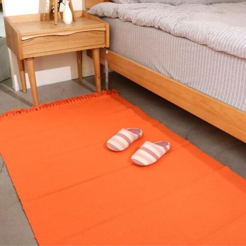 High pure color design tessel edge cotton area rug for bedside living room tapetes para casa sala tapis salon