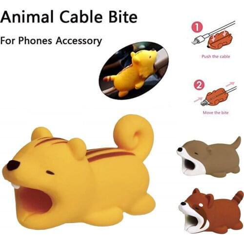 USB Cable Protector Cute Cartoon Animal bites Protector Cover Data Cable Line Protector Case Winder Organizer For iPhone