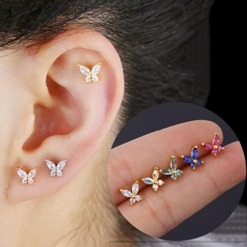 High Quality Lovely Butterfly Earrings Womens Color Flower Ear Studs Spiral Earbone Buckle Fashion Jewelry Pierced Earrings