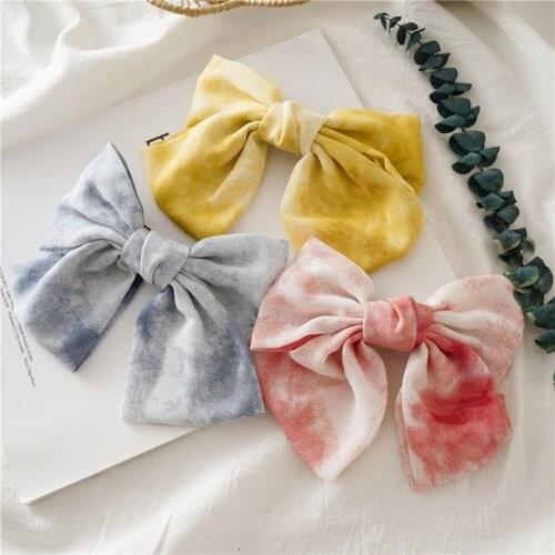 1 PC Bow Knot Hairpin Fashion Tie-Dye Cloth Large Women Girls Hair Clip Korean Oversize Durable Comfortable Hairgrip Accessories