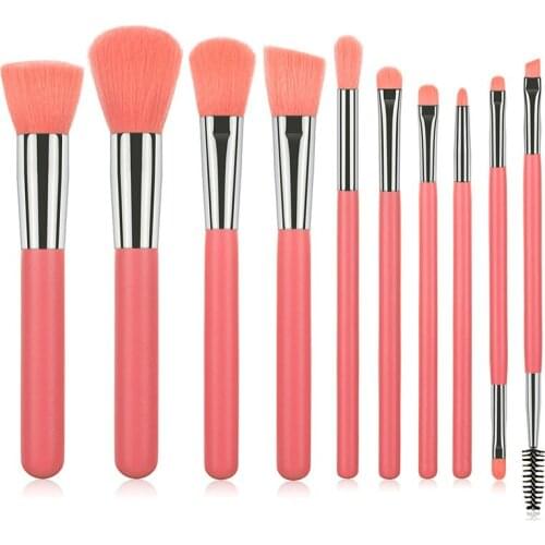 10PCS/Set Professional Makeup Brushes Wood Handle Powder Blusher Eye Shadow Foundation Concealer Make Up Cosmetic Tools