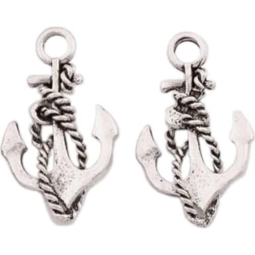 100pcs 16.5x28mm Tibetan Silver Sharp Anchor With Rope Spacer Charm Beads Pendants Alloy Jewelry DIY L011