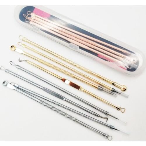 4Pcs/Set Rich Gold Pimple Spot Comedone Extractor Cleanser Acne Blackhead Removal Needles Beauty Face Pore Clean Care Tools