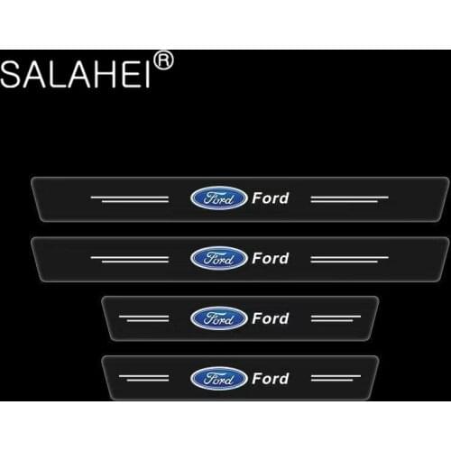 4PCS Transparent Car Threshold Sill Plate Sticker For Ford F150 F250 Mondeo Focus MK3 Mk4 Mk5 C-MAX Fiesta Ranger Galaxy Fusion