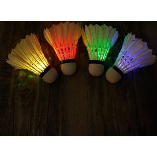 4pcs Dark Night Colorful LED Badminton Shuttlecock Birdies Lighting Feather