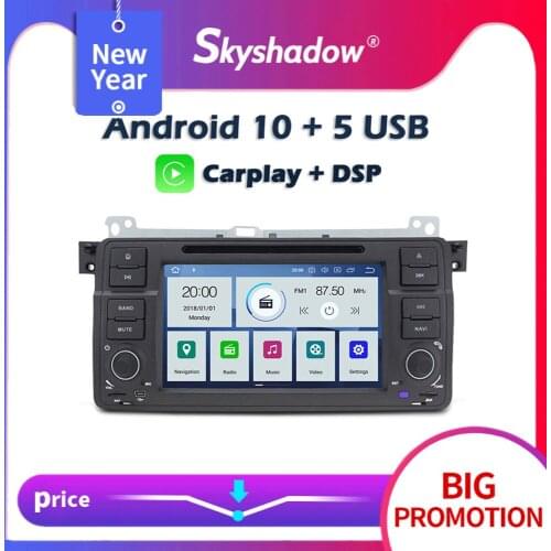 Carplay DSP PX6 IPS Android 10 4GB + 64GB Car DVD Player RDS Radio WiFi GPS Map Bluetooth SWC For BMW 3 E46 M3 Rover 75 MGZT7