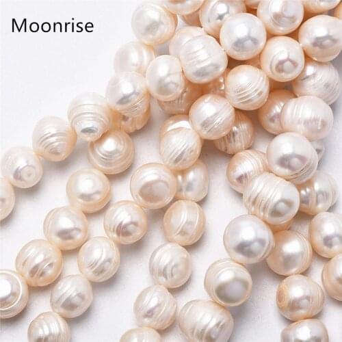 Natural Pearl Beads Freshwater Cultured Round Punch Pearl Loose Beads for Jewelry Making DIY Necklace Bracelet Big Size 11-12mm