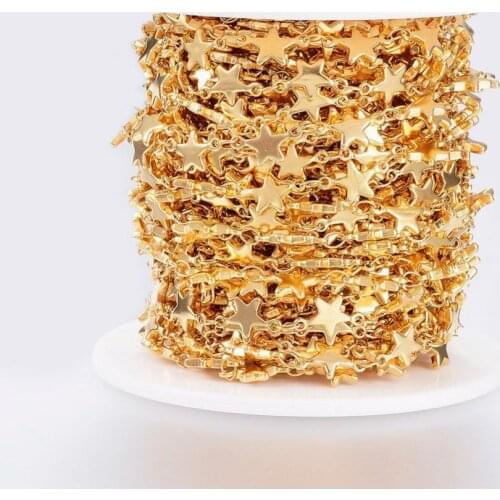 10m/roll Handmade 304 Stainless Steel Soldered Bar Link Chains with Spool For DIY Jewelry Accessories,Golden& Stainless Steel F7