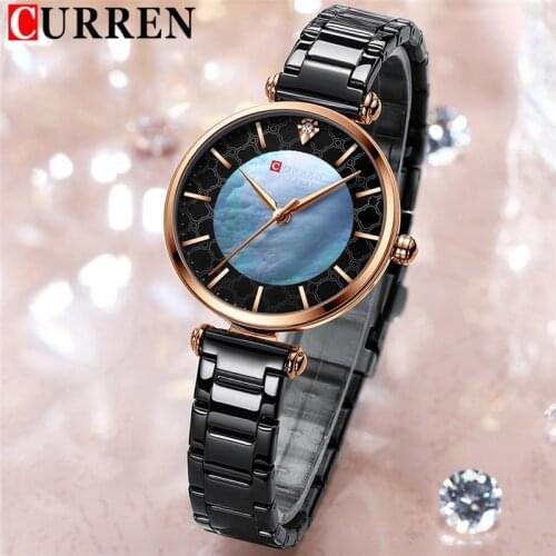 CURREN Women Watch Top Brand Luxury Black Female Waterproof Clock Mesh Stainless Steel Bracelet Simple Ladies Wristwatch 9072