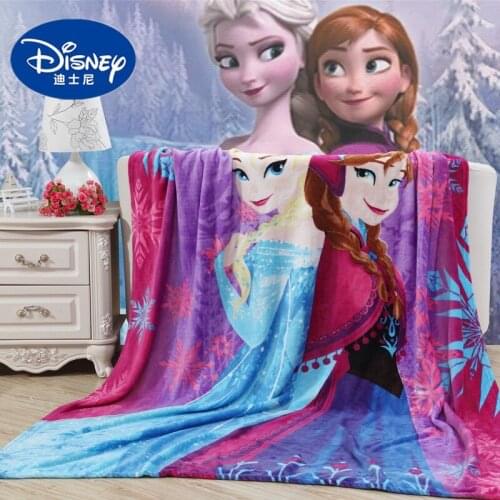 Disney Purple Frozen Elsa Anna Princess Lightweight Plush Queen Size Blankets on Bed / Sofa / Plane Flatsheet Bedding Throws