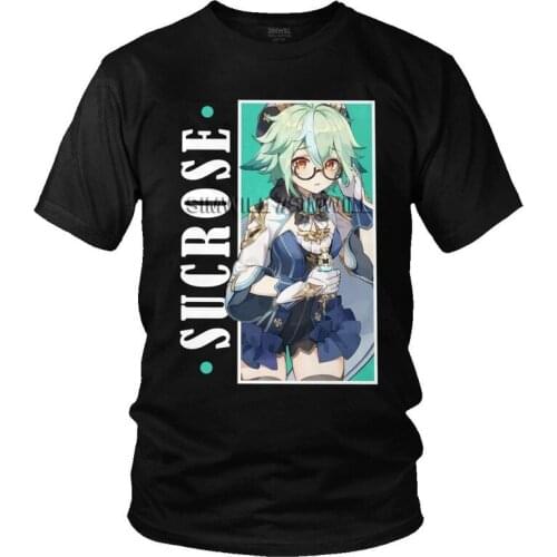 Genshin Impact Sucrose T Shirt Men Short Sleeve Cotton T-shirts Japan Anime Game Tees Top Fashion Tshirts Gift
