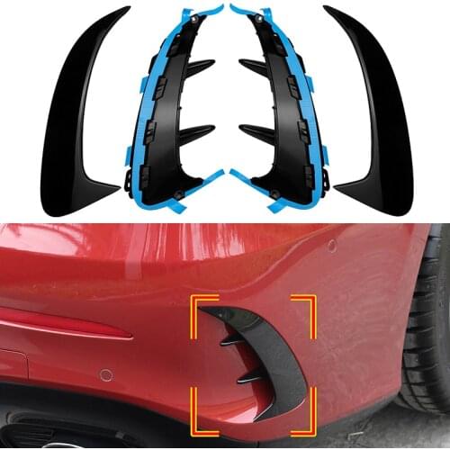 Glossy Black Rear Bumper Trim Lip Stickers Fender Canards Rivets Clips For Benz A Class W177 Sedan A180 A200 A220 A250 A35 2019