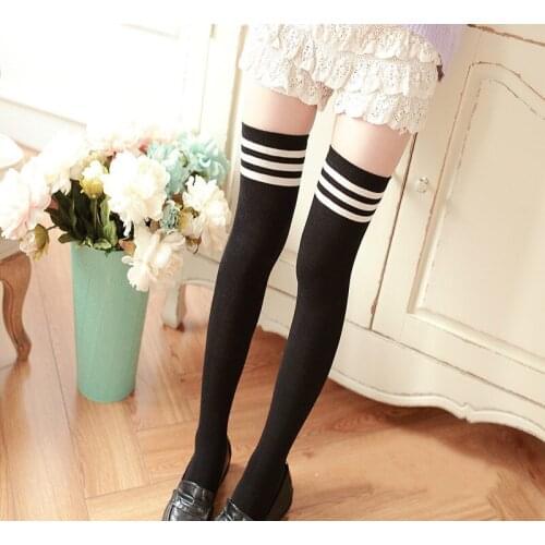 Hot Selling Combed Cotton Three Bars Eurypylous Women Stockings Nice-looking Long Barrel Show Thin Custom Fit Knee-high Socks