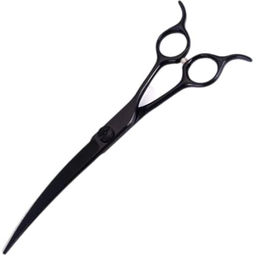 7 Inch Black Japanese 440C Haircut Hair Cutting Dog Pet Stainless Steel Grooming Curved Scissors