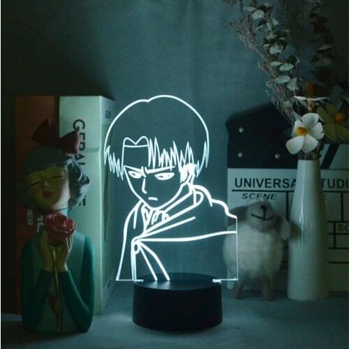 Captain Levi Ackerman Figure Led Night Light for Kids Child Bedroom Decor Nightlight Colorful Table Lamp Attack on Titan Gift