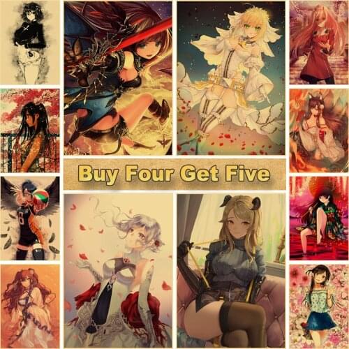 Home Decor Painting Sweet Little Loli Anime Girl Poster Lolita Japanese Manga Kraft Paper Posters and Prints Bar Bedroom Decor