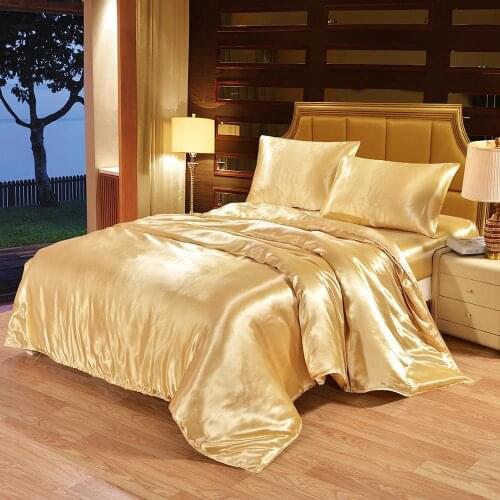 35 Satin Silk Bedding Set Luxury Queen King Size Bed Set Quilt Duvet Cover Linens And Pillowcase For Single Double Bedclothes