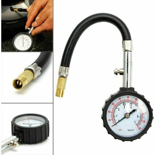 Motorcycle Tire Pressure Gauge 0-100 PSI Tyre Gauge with Flexible Air Chuck Tire Pressure Gauges For Electric Cars Bicycles ATVs