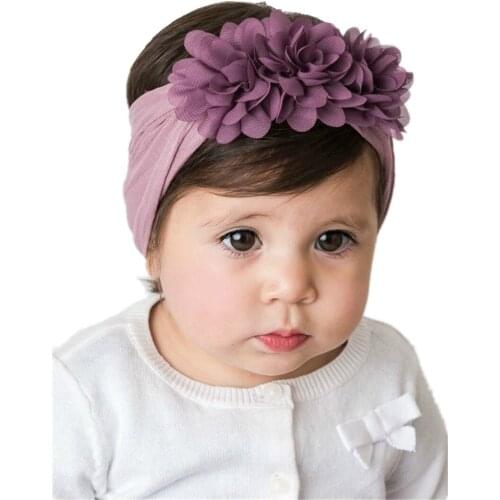 Fashion 1PCS Chic Chiffon Flower Baby Girls Headband Elastic Wide Nylon Floral Headwear Children Hairband Hair Accessories Gifts
