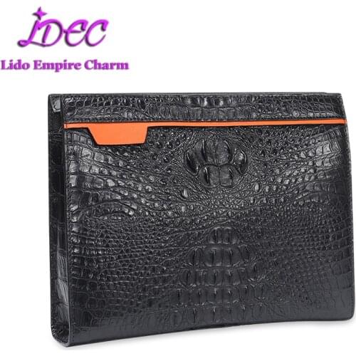 2020 Business men crocodile leather clutch zipper contrast color mens clutch handbag